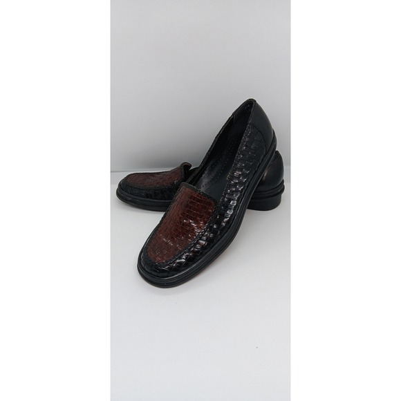 Trotters Shoes - Trotters Womens Woven Loafers Black Brown Slip On Shoes Size 7N Narrow T2186